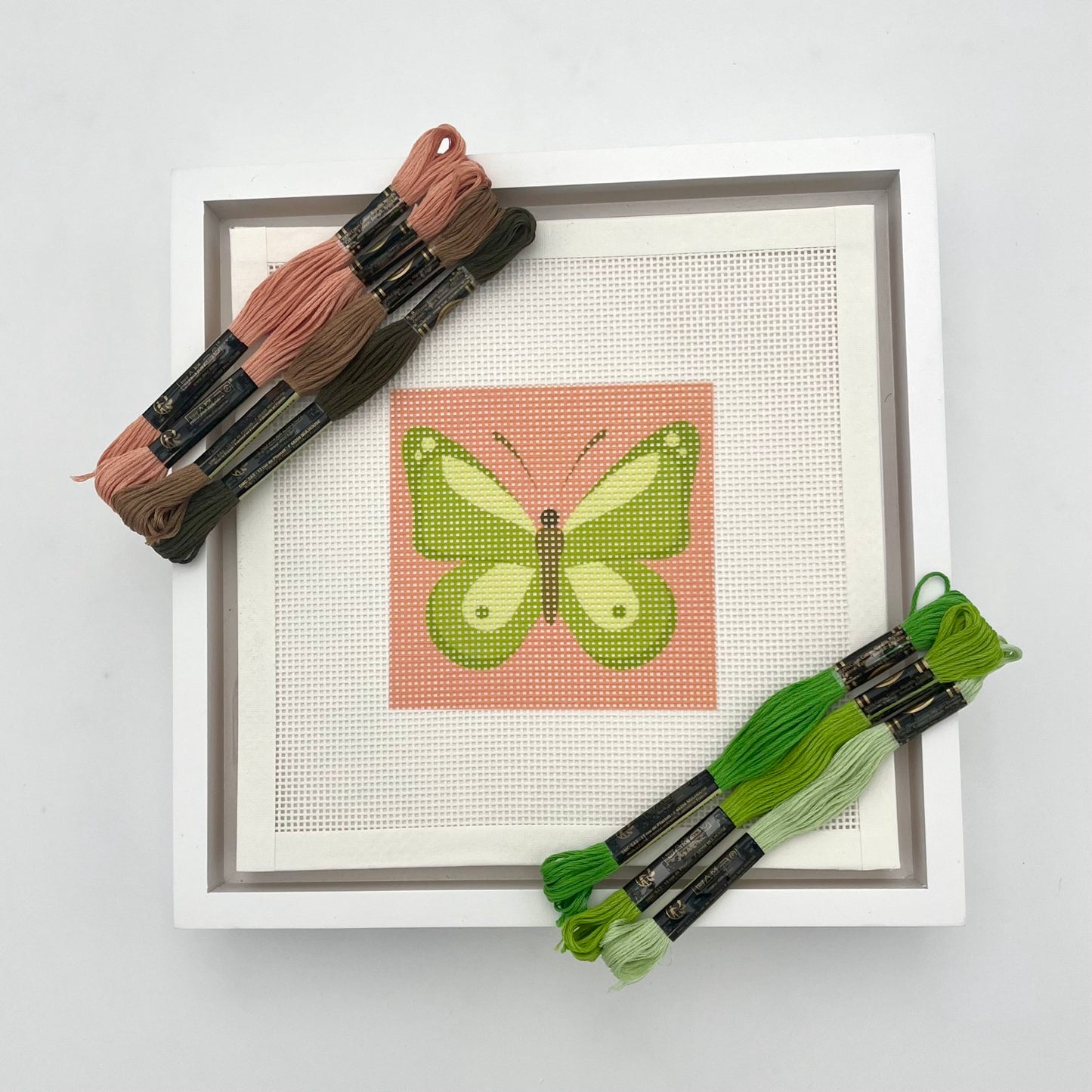 Green Butterfly Needlepoint Design