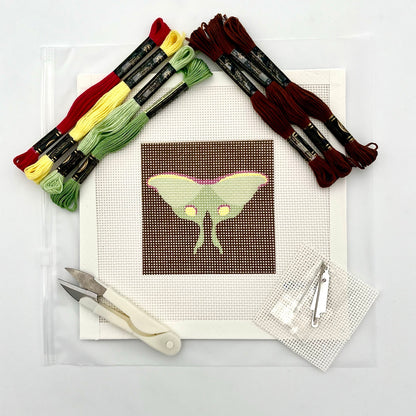 Luna Moth Brown Needlepoint Design