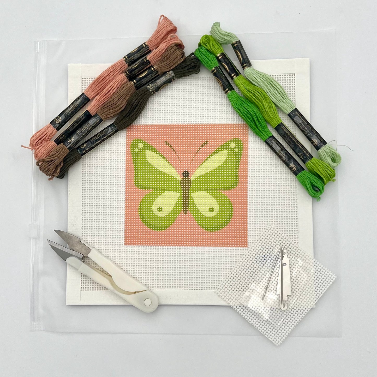 Green Butterfly Needlepoint Design