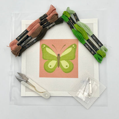 Green Butterfly Needlepoint Design