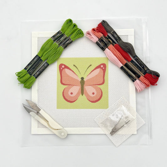 Red Butterfly Needlepoint Design