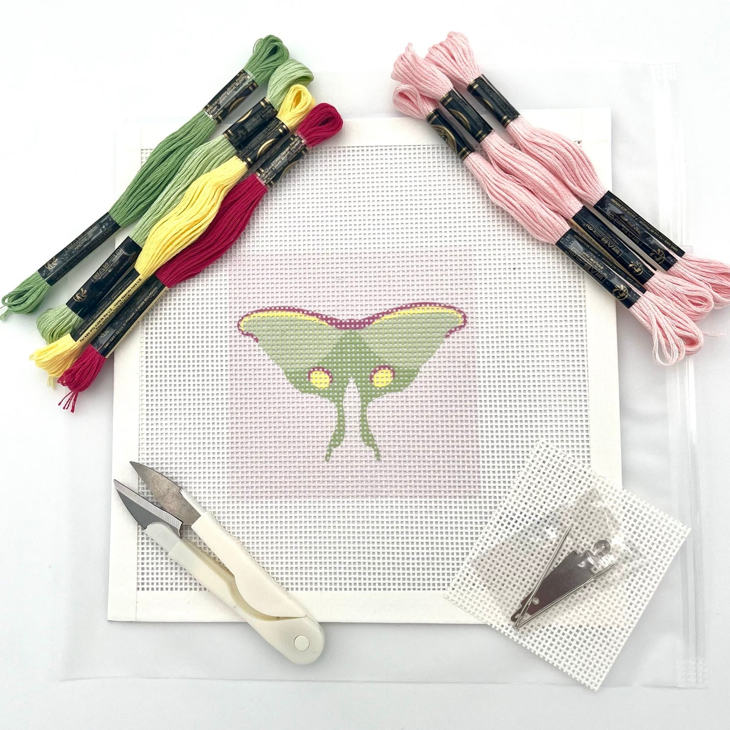 Luna Moth Pink Needlepoint Design