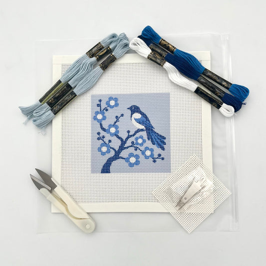 Magpie on Blossom (Chinoiserie) Needlepoint Design