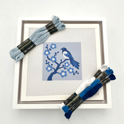 Magpie on Blossom (Chinoiserie) Needlepoint Design