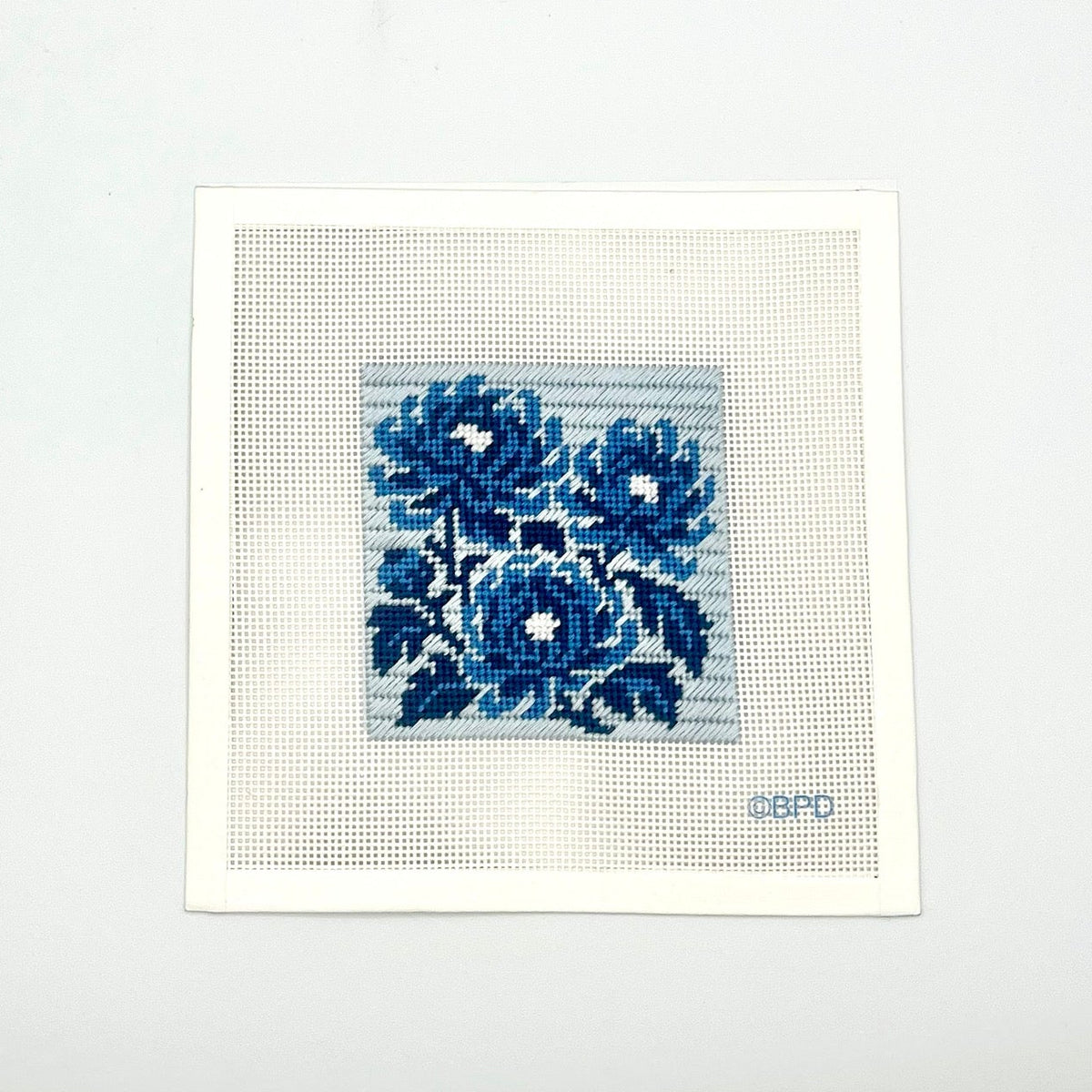 Chrysanthemum Botanical (Chinoiserie) Needlepoint Design Needlepoint Kit Blue Poppy Designs