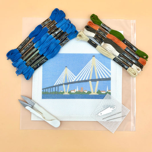 Charleston Ravenelle Bridge Needlepoint Kit Blue Poppy Designs