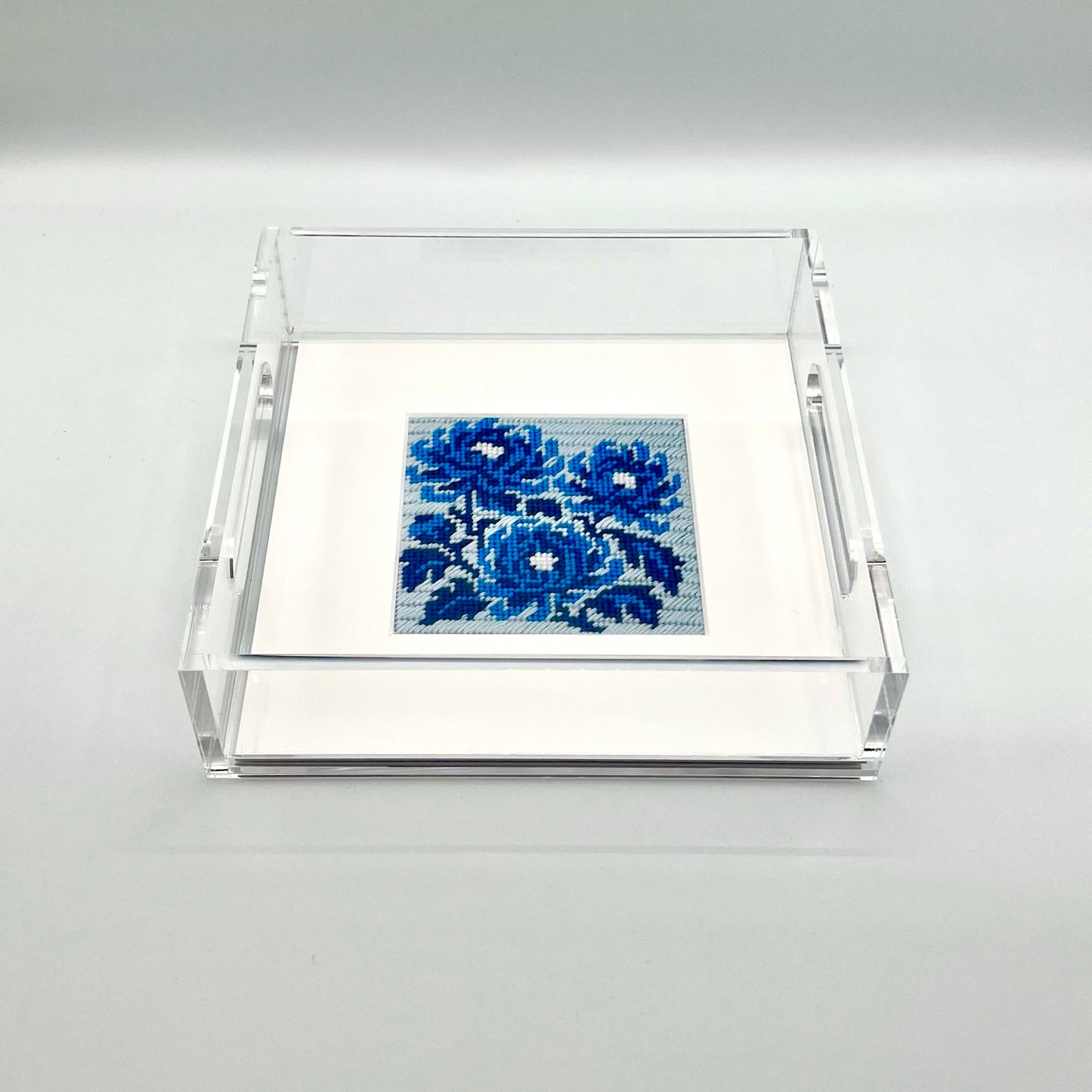 Acrylic Tray for the 4" x 4" Needlepoint kit Blue Poppy Designs