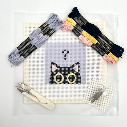 Silly Cat Needlepoint Design Needlepoint Kit Blue Poppy Designs
