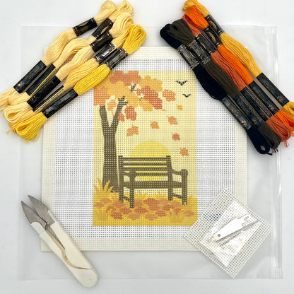 Fall Bench Needlepoint Design