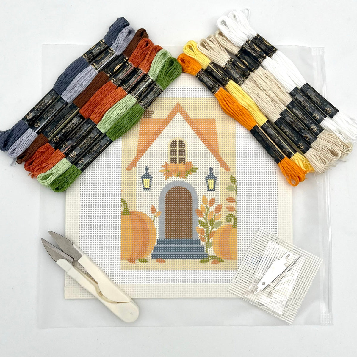 Fall Cottage 6x4 Needlepoint Design