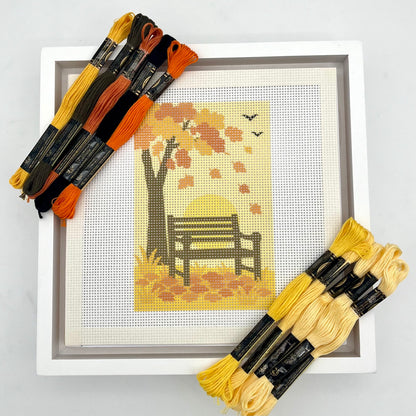 Fall Bench Needlepoint Design