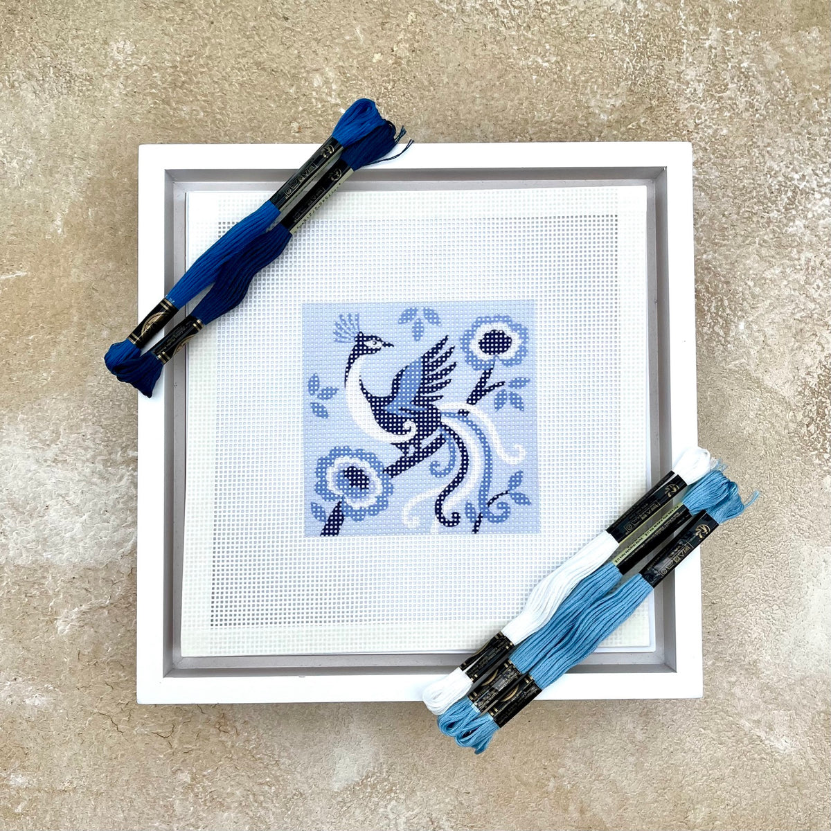 Phoenix (Chinoiserie) Needlepoint Design Needlepoint Kit Blue Poppy Designs