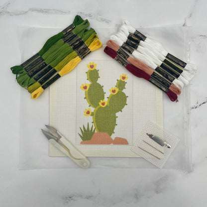 Prickly Pear Cactus Needlepoint Design