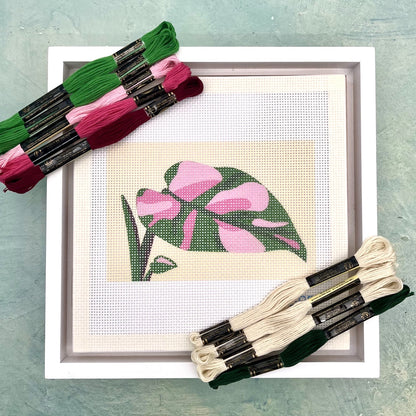 Pink Philodendron Needlepoint Design