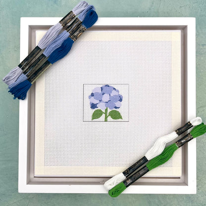 Blue Hydrangea 2x2 Needlepoint Design