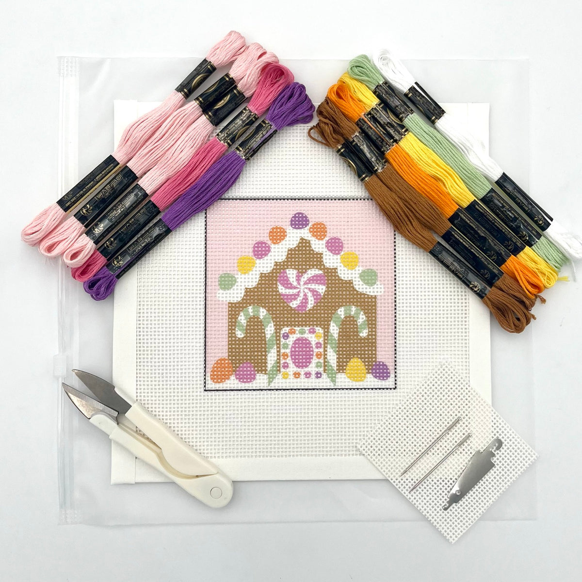 Candy Gingerbread House Needlepoint Design