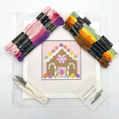 Candy Gingerbread House Needlepoint Design
