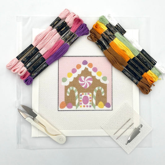 Candy Gingerbread House Needlepoint Design