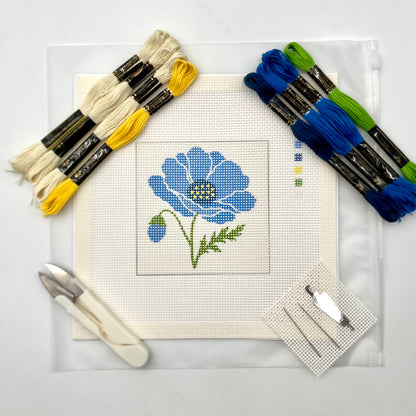 Blue Poppy Needlepoint Design Needlepoint Kit Blue Poppy Designs