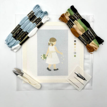 Flower Girl Needlepoint Design Needlepoint Kit Blue Poppy Designs