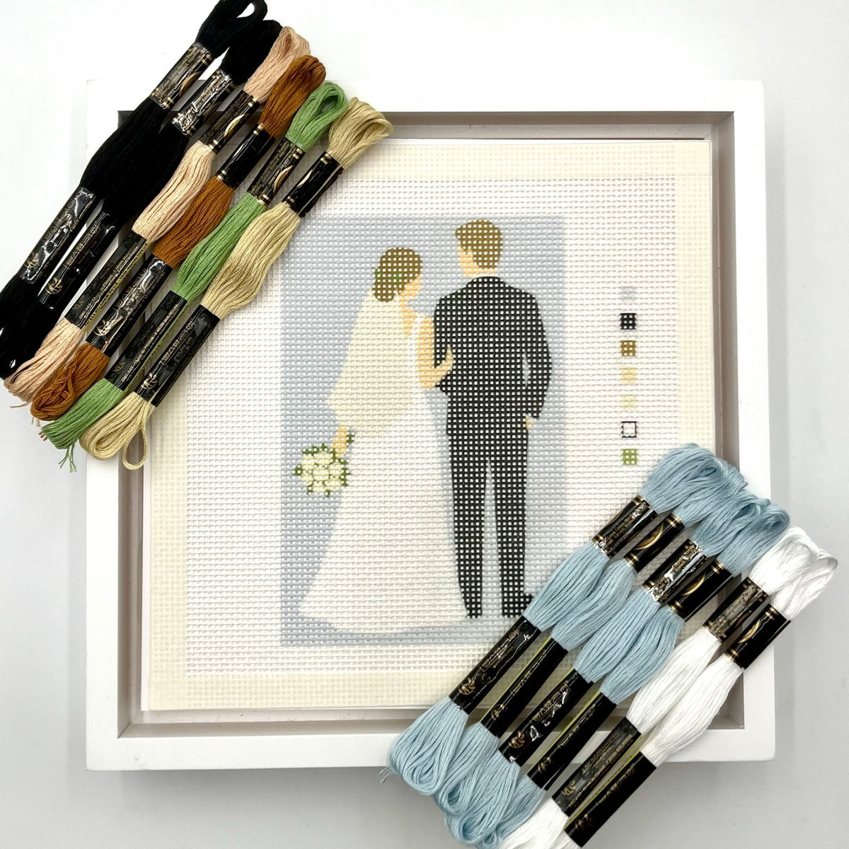 Bride and Groom Needlepoint Design Needlepoint Kit Blue Poppy Designs