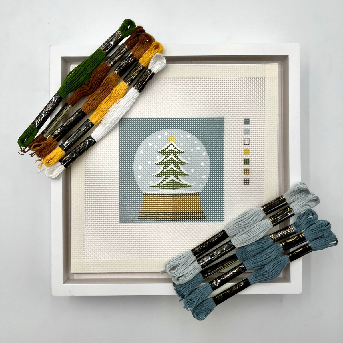 Snowglobe with Christmas Tree Needlepoint Design Needlepoint Kit Blue Poppy Designs