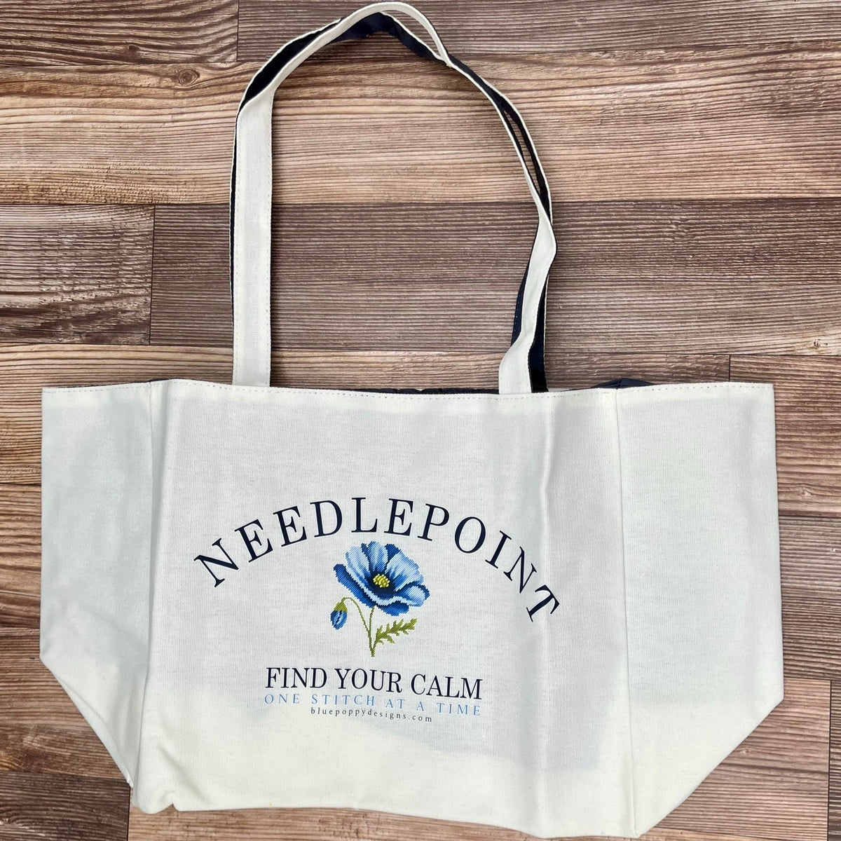Reversible Canvas Tote Bag Tote Bag - Women's Blue Poppy Designs