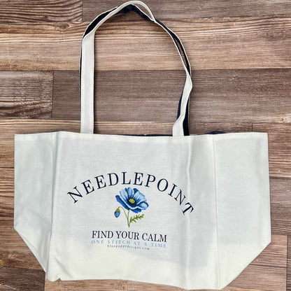 Reversible Canvas Tote Bag Tote Bag - Women's Blue Poppy Designs
