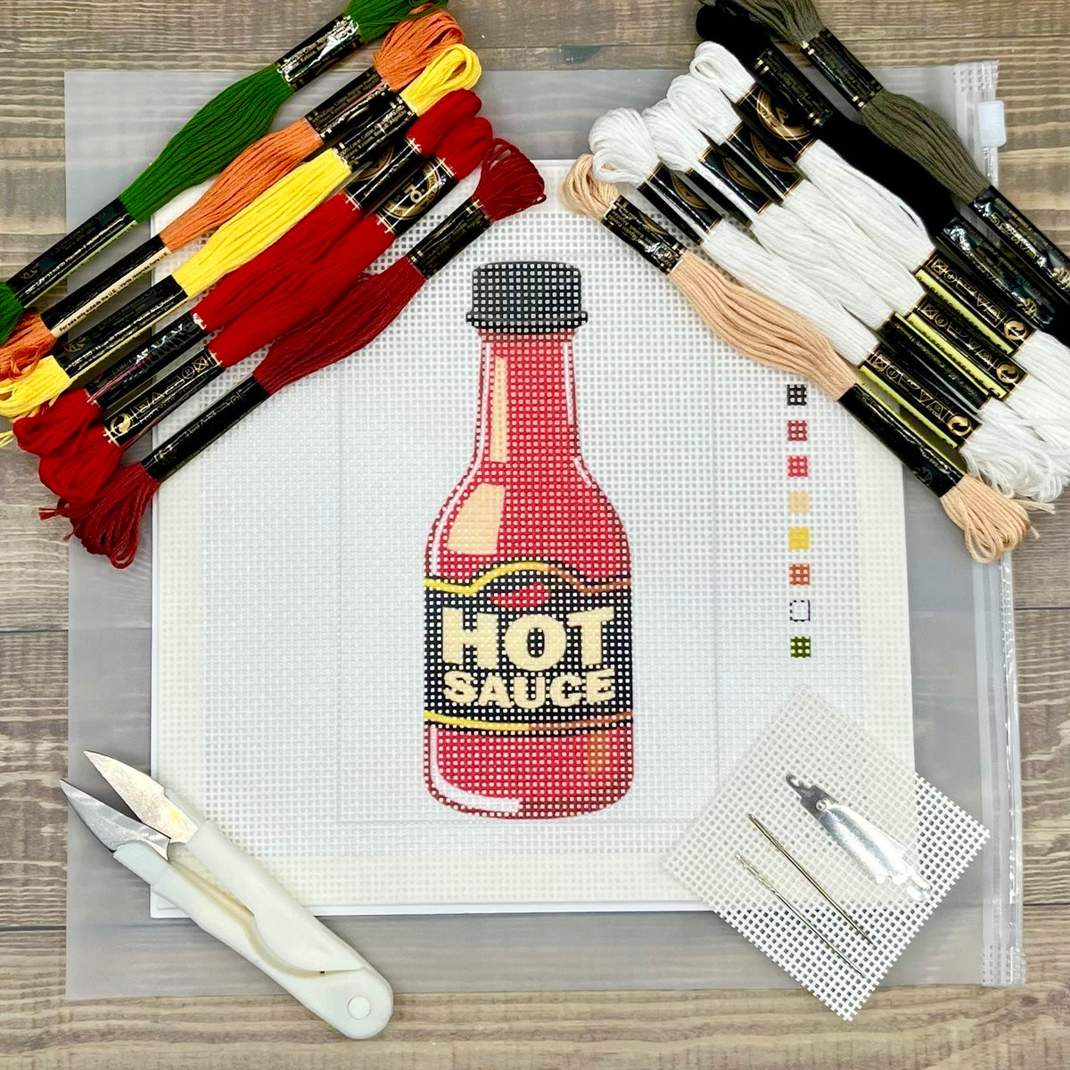 Hot Sauce Needlepoint Design Needlepoint Kit Blue Poppy Designs