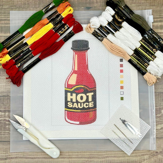 Hot Sauce Needlepoint Design Needlepoint Kit Blue Poppy Designs