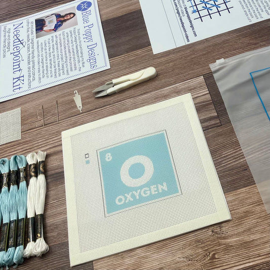 Oxygen O Needlepoint Design Needlepoint Kit Blue Poppy Designs