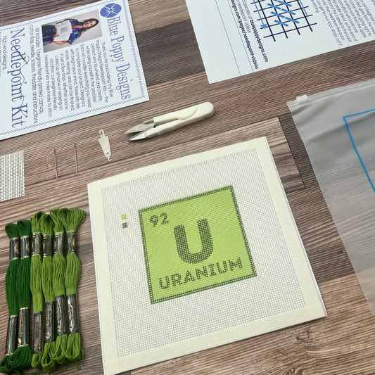 Uranium U Needlepoint Design Needlepoint Kit Blue Poppy Designs