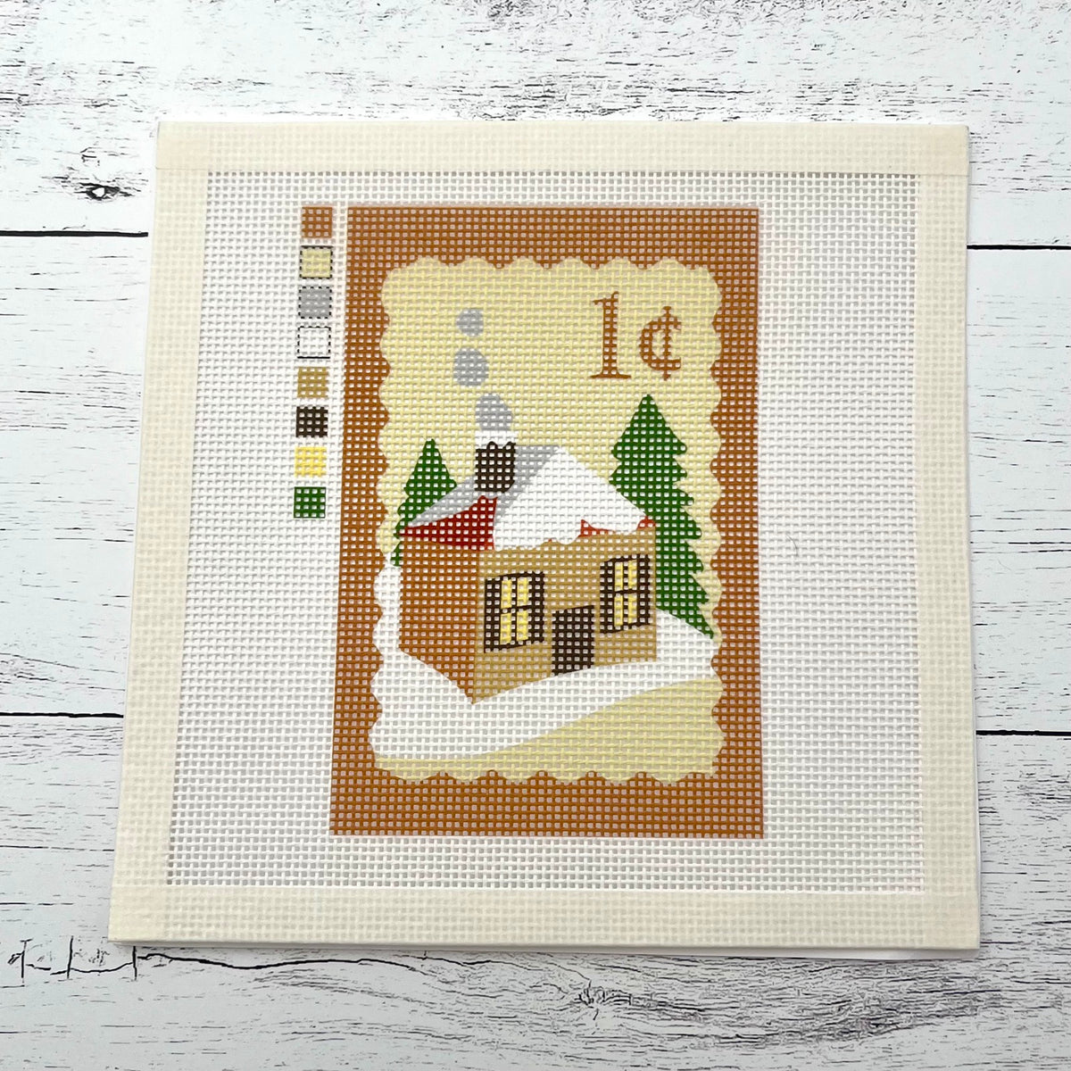 Christmas Stamp Needlepoint Design Needlepoint Kit Blue Poppy Designs