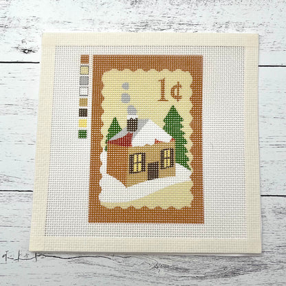 Christmas Stamp Needlepoint Design Needlepoint Kit Blue Poppy Designs