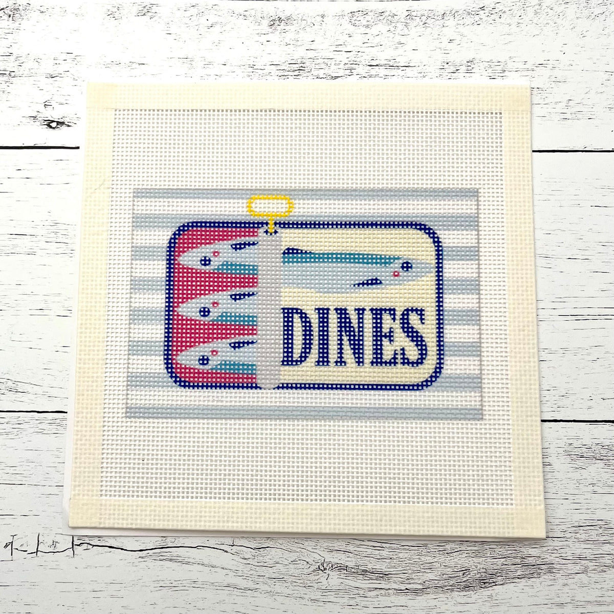 Sardines with Blue Stripes Needlepoint Design Needlepoint Kit Blue Poppy Designs