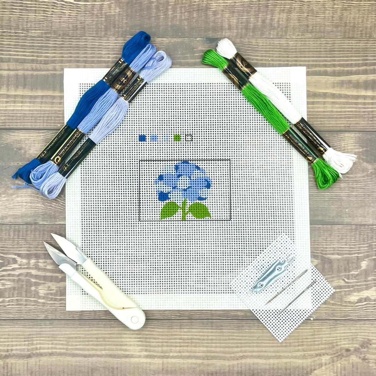 Blue Hydrangea 3x2 Needlepoint Design Needlepoint Kit Blue Poppy Designs