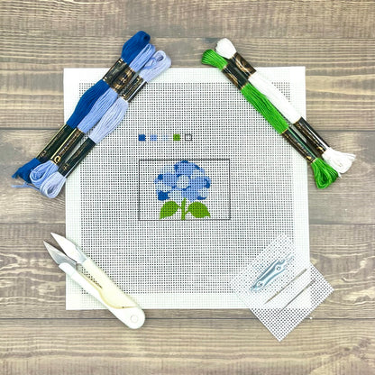 Blue Hydrangea 3x2 Needlepoint Design Needlepoint Kit Blue Poppy Designs