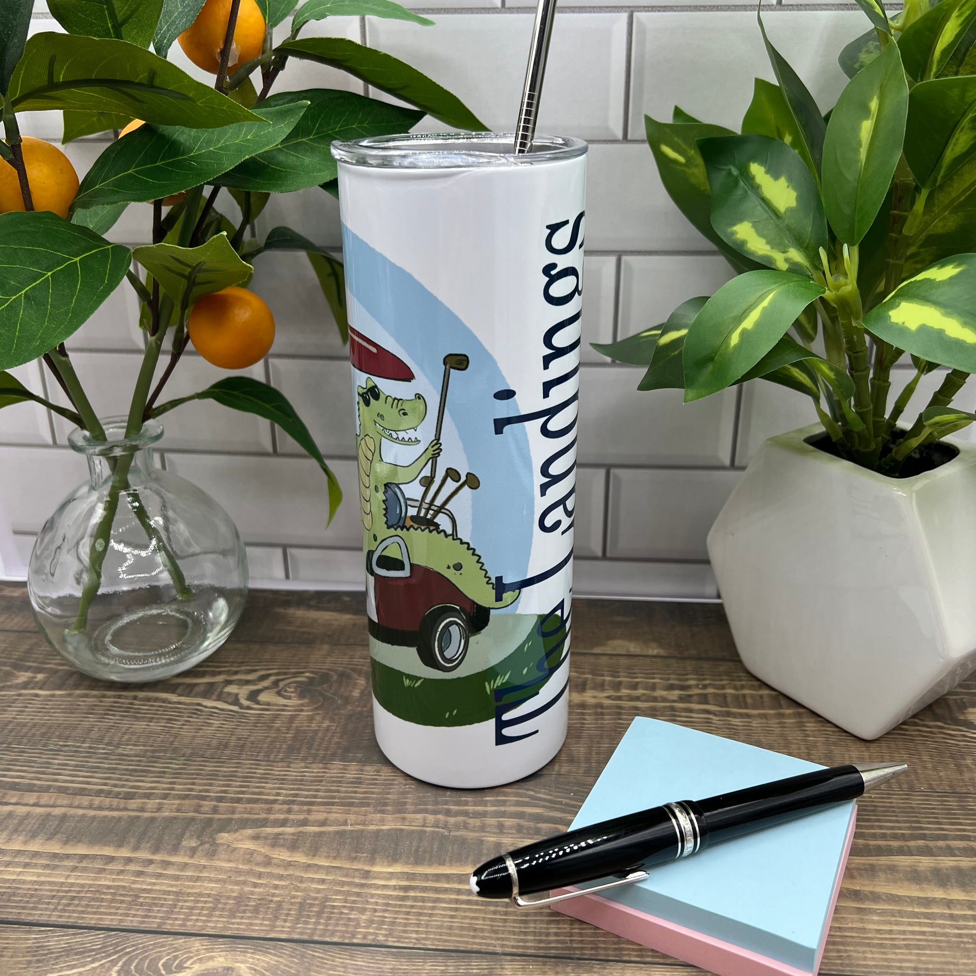 The Landings golf cart Gator 20 oz Tumbler - or...Customize it with your town Insulated Mug/Tumbler Blue Poppy Designs The Landings  