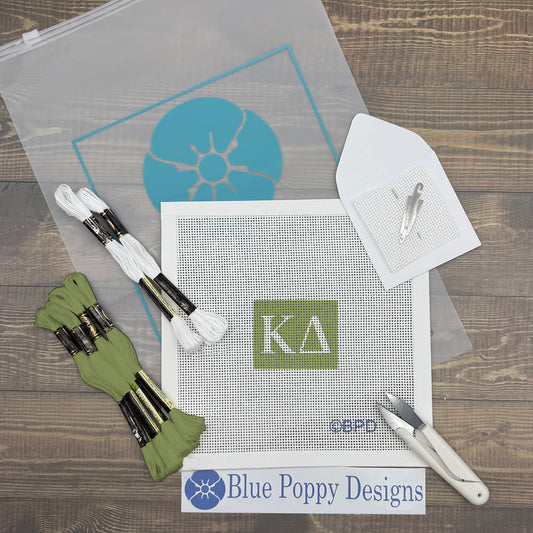 Kappa Delta 2x2 Needlepoint Kit Craft Sewing Kit Blue Poppy Designs