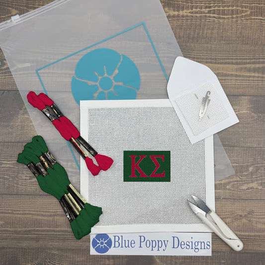Kappa Sigma 3x2 Needlepoint Kit Craft Sewing Kit Blue Poppy Designs