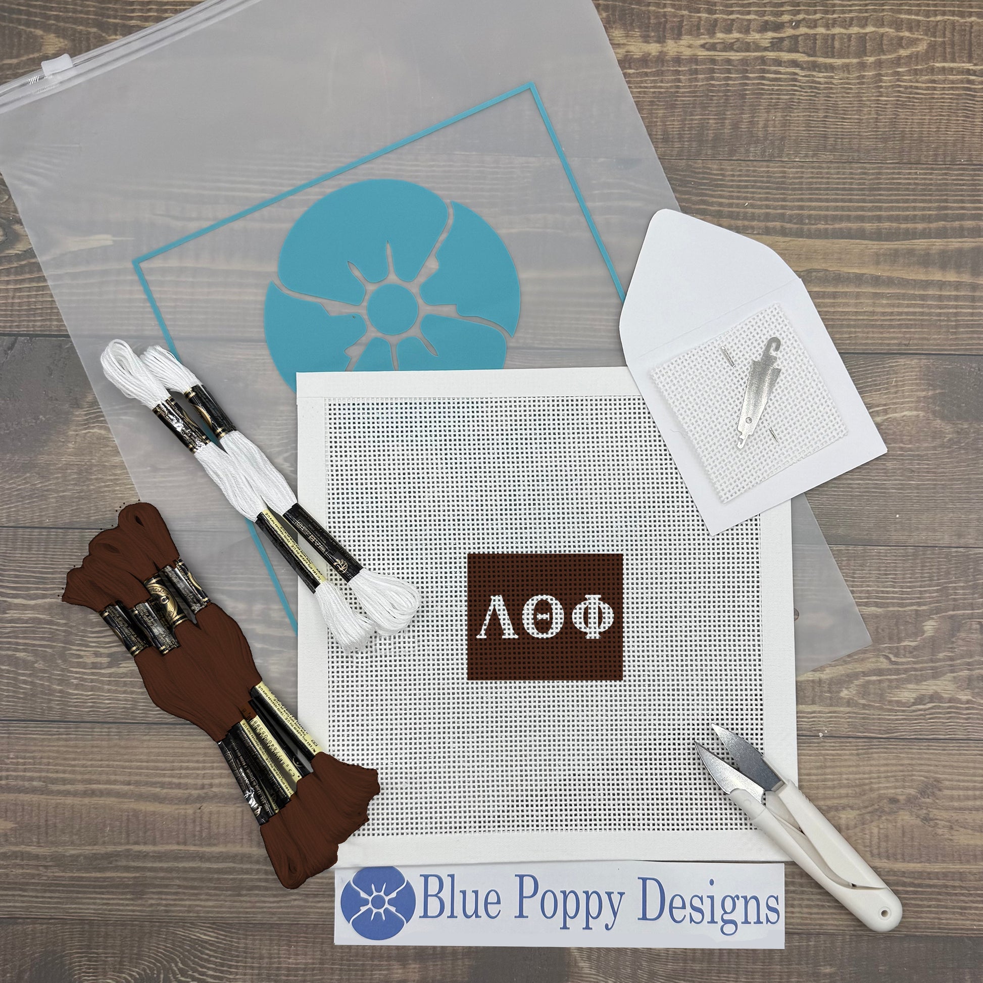 Lambda Theta Phi 2x2 Needlepoint Kit Craft Sewing Kit Blue Poppy Designs