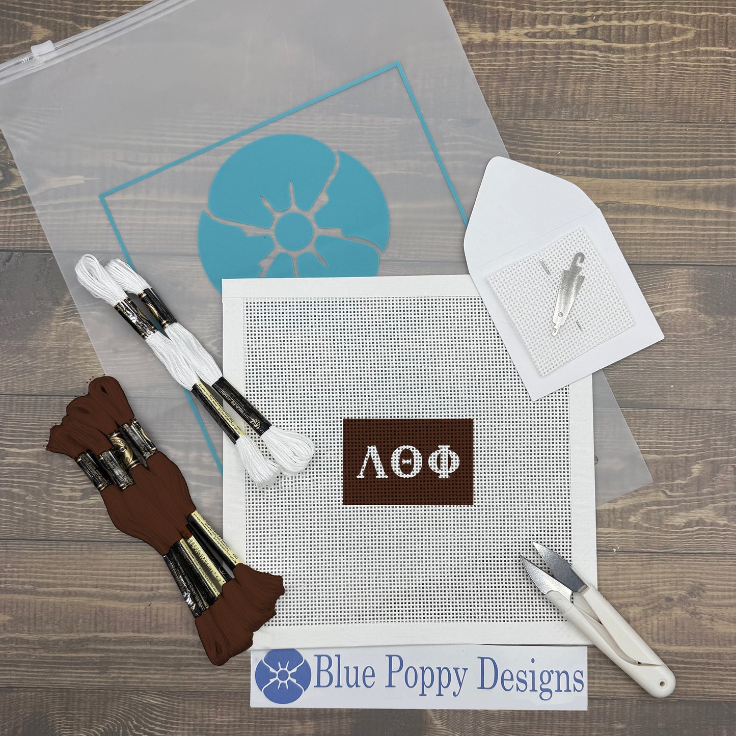 Lambda Theta Phi 3x2 Needlepoint Kit Craft Sewing Kit Blue Poppy Designs