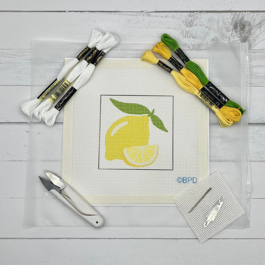 Lemons on White Needlepoint Kit