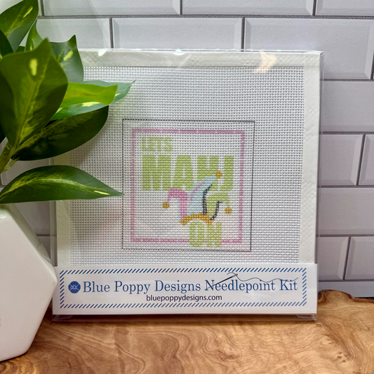 "Lets Mahj On" Needlepoint Kit (Mahjong Joker Hat) Embroidery/Cross Stitch Supplies Blue Poppy Designs