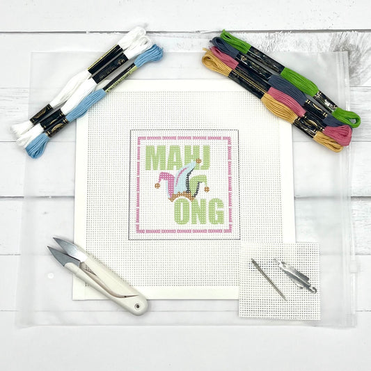 "Mahjong" with Joker Hat and Pink Bamboo Needlepoint Kit