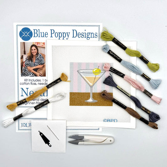 Martini on a striped background Needlepoint Kit