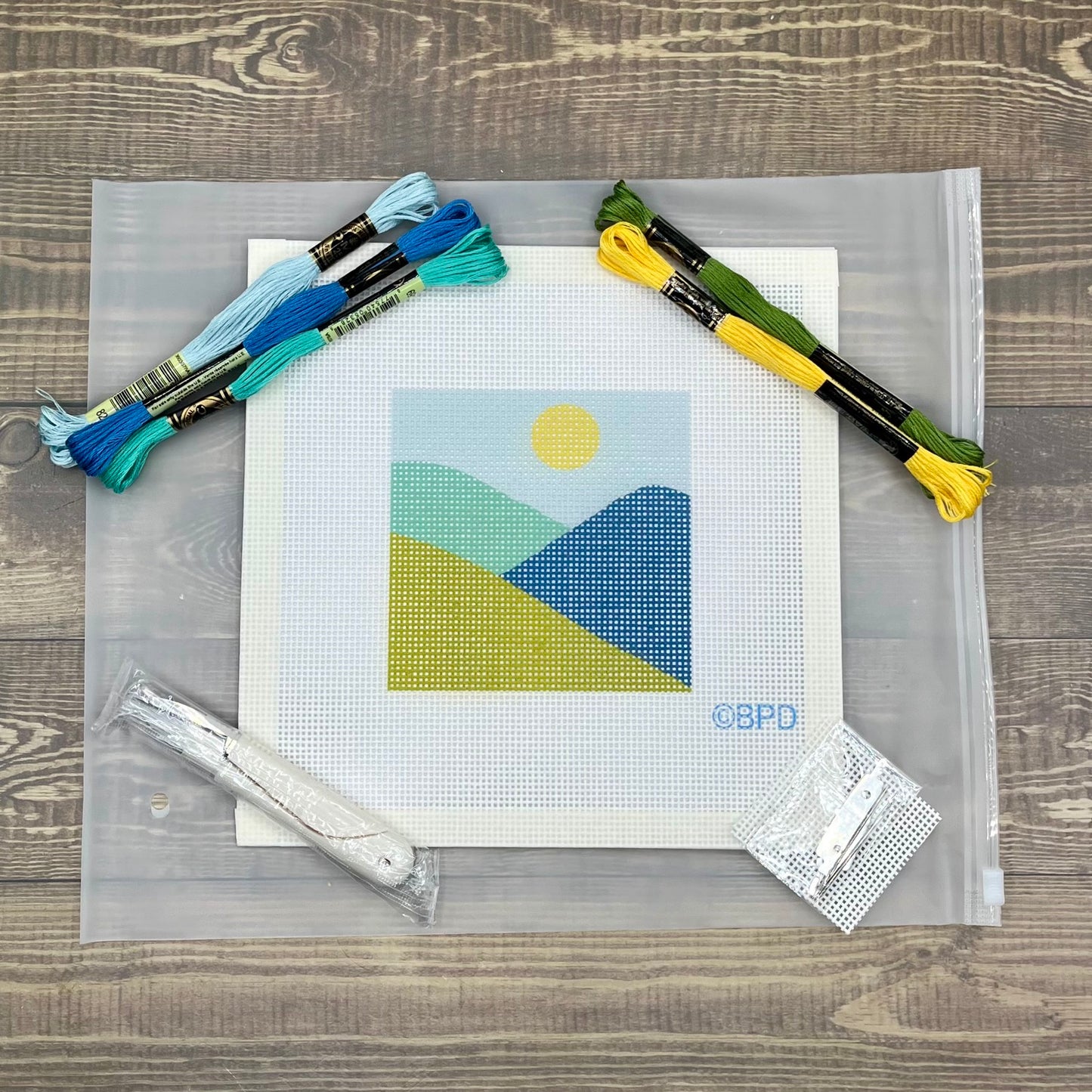 Mountains Needlepoint Kit Embroidery/Cross Stitch Supplies Blue Poppy Designs