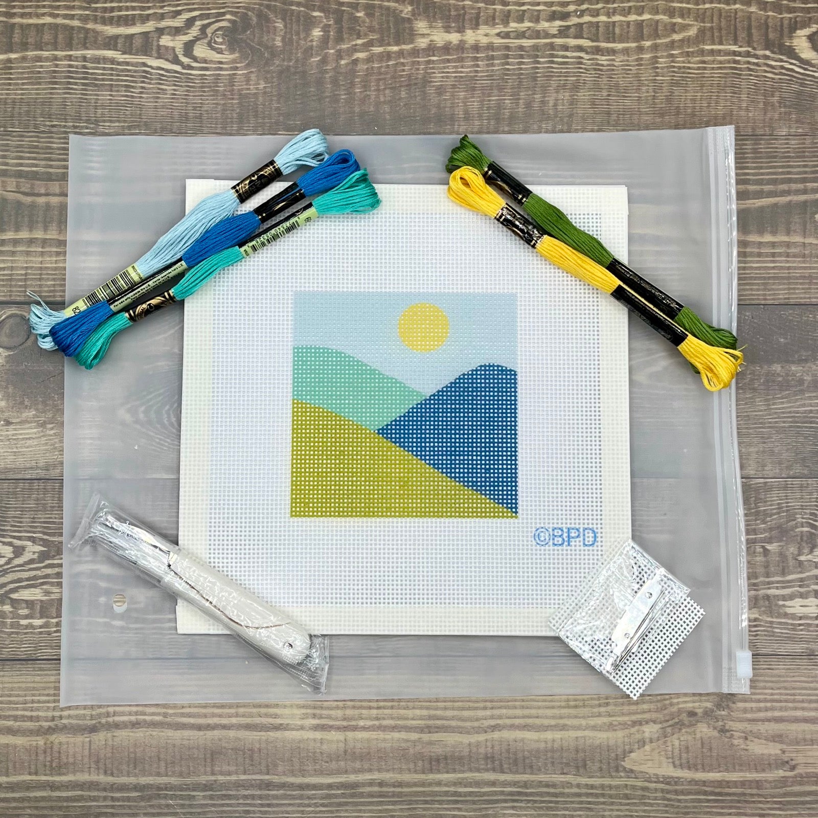 Mountains Needlepoint Kit Embroidery/Cross Stitch Supplies Blue Poppy Designs