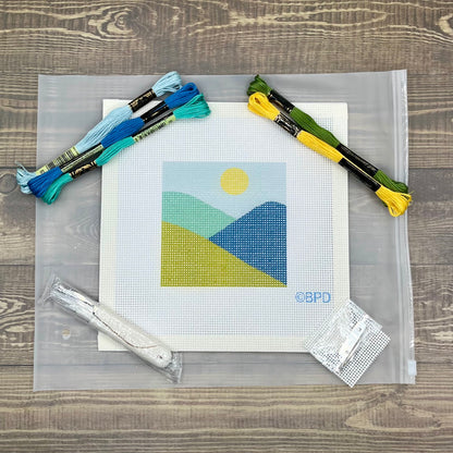 Mountains Needlepoint Kit Embroidery/Cross Stitch Supplies Blue Poppy Designs