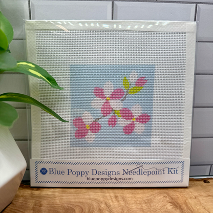 Cherry Blossom Needlepoint Kit Embroidery/Cross Stitch Supplies Blue Poppy Designs